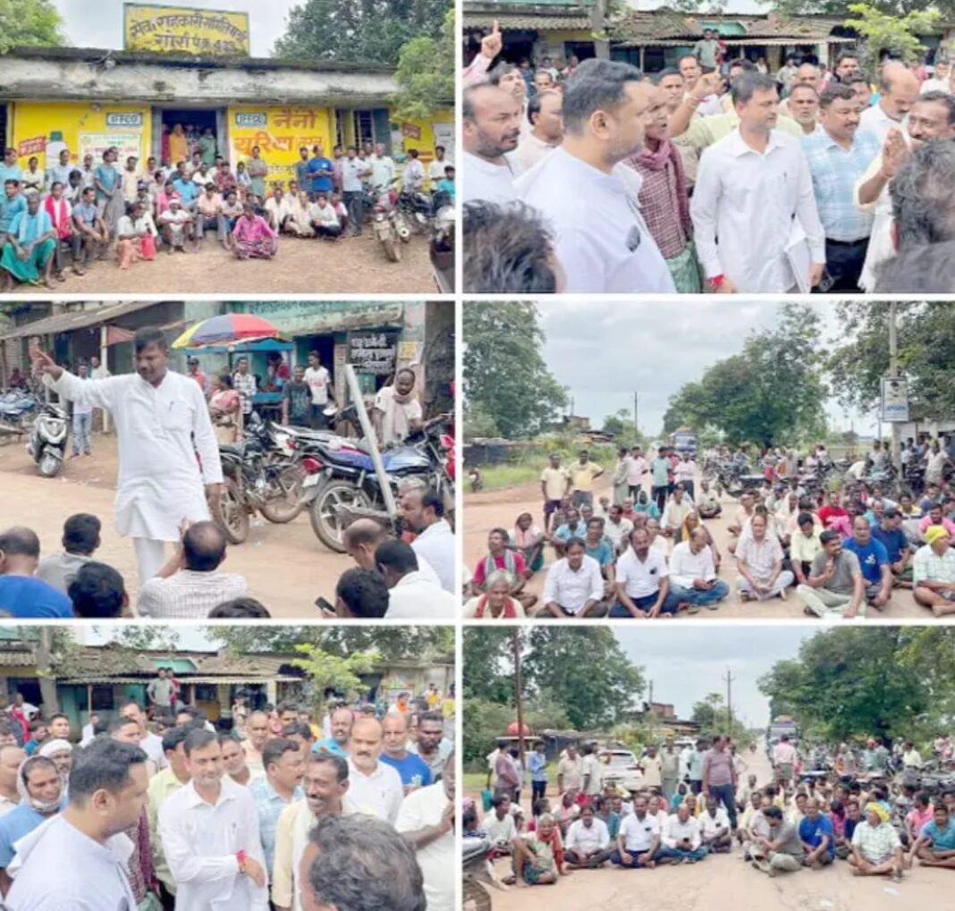 खाद की किल्लत को लेकर कुर्मापाली नंदेली मुख्य मार्ग पर अन्नदाताओं ने किया चक्का जाम