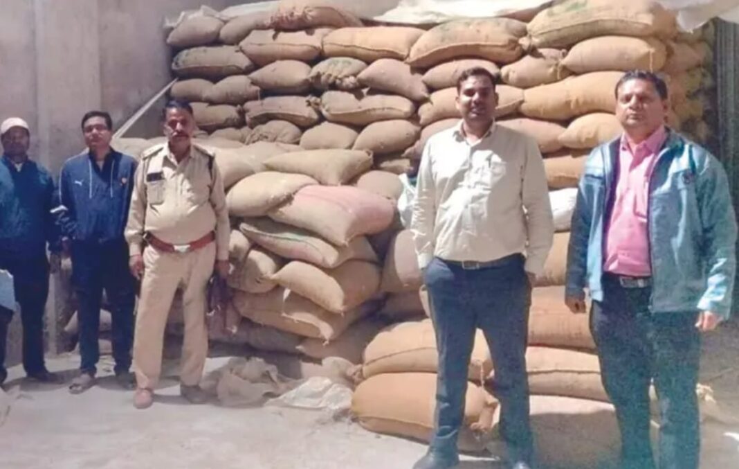 बीज निगम के गोदाम में मिला 224 क्विंटल अवैध धान